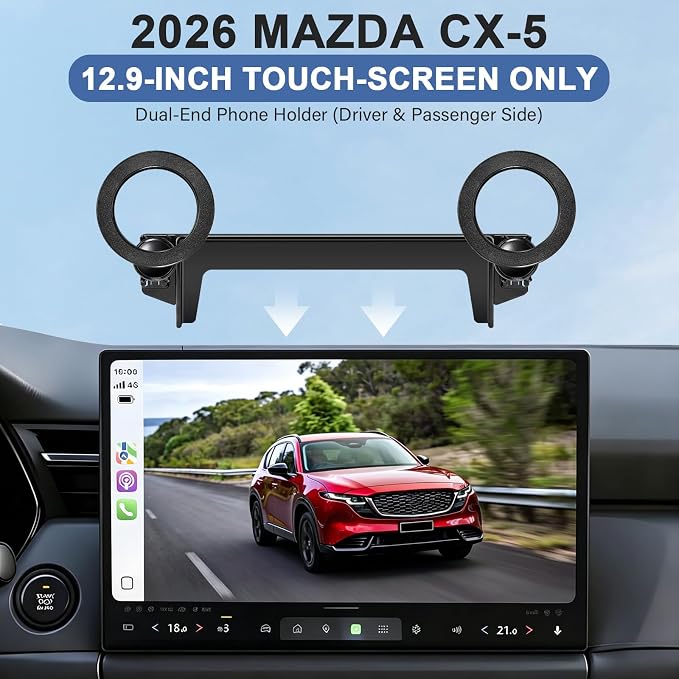 Dual-End Car Phone Holder for 2026 Mazda CX5 CX-5 Accessories 12.9 Screen | Strong Magnetic Cell Phone Mount for Magsafe iPhone, 360° Hands-Free No Air Vent Blockage Stable Stand, Not for Premium Plus - Image 3