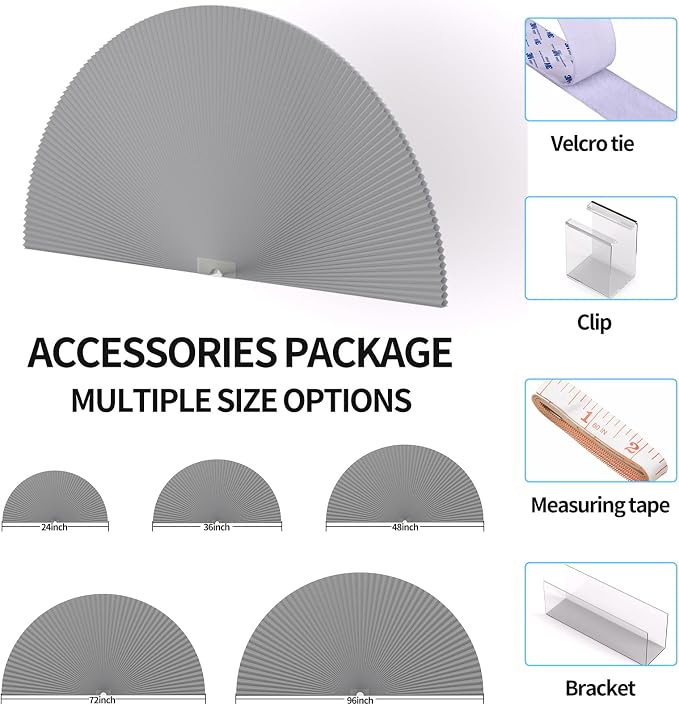 Myshade Arch Window Shades Half Circle Blackout Cellular Shades Cordless No Drill Blinds for Windows Half Moon Honeycomb Fabric No Tools Room Darkening Shades Easy Install (2PCS Grey 72" W X 36" H) - Image 5