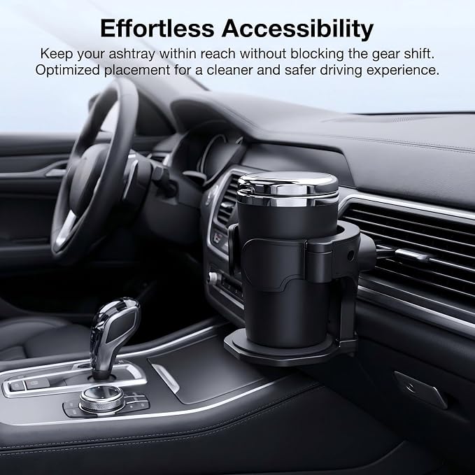 Car Cup Holder, Stable Cup Holder Expander for Car Air Vents, Car Ashtray Holder, Suitable for Sedans SUVs Trucks with Horizontal Blade Vents (Black) - Image 5