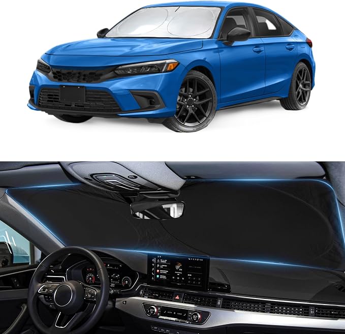 Sun Shade for Honda Civic 2022-2026 Windshield Sunshade Window Shield | Custom Fit Civic 11th Gen Sedan, LX, EX, EX-L,Touring Accessories Front Windshield Cover Sun Visor Protector Block UV Ray by BOODANCARS