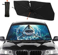 Shark Car Windshield Sun Shade Umbrella Bendable Handle Foldable Funny Sunshade for Car Windshield Block UV Rays Keep Vehicle Cool for Most Sedans SUV Trucks Cars 57"x30" by DOPINDU
