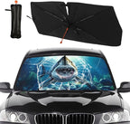 Shark Car Windshield Sun Shade Umbrella Bendable Handle Foldable Funny Sunshade for Car Windshield Block UV Rays Keep Vehicle Cool for Most Sedans SUV Trucks Cars 57"x30" by DOPINDU