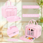 Kids Travel Organizer, Portable Storage Bag for Toys, Snacks, & Activities, Travel Waterproof Organizer Bags with Hook & Carry Handle, Multi-Compartment (Pink) - Image 6