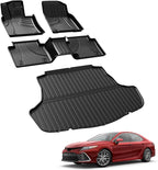 Floor Mats for Toyota Camry 2018-2024 FWD Gas, Floor Liners & Cargo Liner | Not for AWD or Hybrid. Custom Fit Car Mats All-weather Protection Waterproof Easy to Clean Heavy Duty by AOMSAZTO