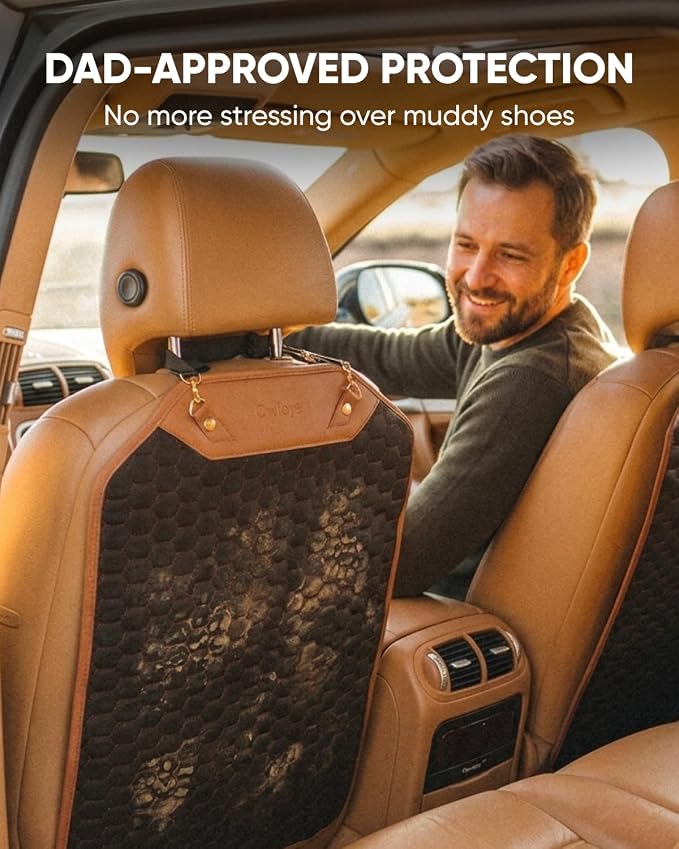 Kick Mat Back Seat Protector - Car Back Seat Cover for Kids Feet - Waterproof & Sturdy Protector for Upholstery from Dirt, Mud, Scratches and Stain (Hexy Set) - Image 7