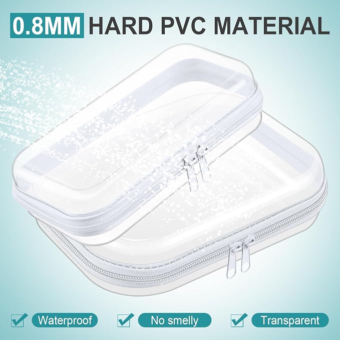 Ceenna 2 Pcs Clear Zipper Case Hard Shell Pouches,Medium + Slim Long Set | Multiple Sizes Plastic Makeup Bags Pencil Case Organizer Diaper Bag Pouches Clear Travel Toiletry Bag for Women - Image 4