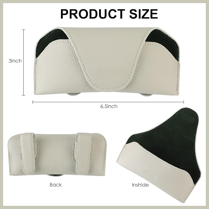 Magnetic Sunglass Holder for Car Visor Clip, Leather Car Glasses Holder, Visor Accessories Eyeglasses Holder Glasses Storage Case (02-Grey) - Image 7