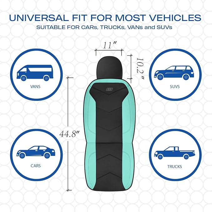 Skechers Memory Foam Seat Covers,Leather Car Seat Covers, Ultimate Comfort & Support Front Seat Covers Airbag Compatible, Automotive Universal Fit Most for SUVs, Vans, Sedans, Cars, Trucks,Mint - Image 5
