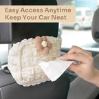 Lace Car Tissue Holder, Cute Flower Napkin Dispenser for Visor & Backseat, Hanging Soft Paper Storage Bag, Aesthetic Car Interior Accessories for Women (Cream White) - Image 6