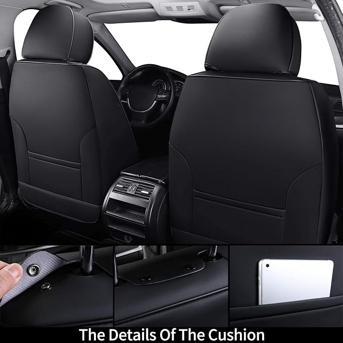 Coverado Front Seat Covers, Universal Seat Covers for Cars, Breathable Leather Car Seat Protector, Front Car Seat Covers, Seat Covers Waterproof, Driver Seat Cover Fit for Most Cars, BlackRed - Image 2