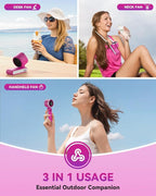 PlayHot Portable Handheld Turbo Fan, Travel Essentials, Gifts for Women/Men | 5-Speed, Up to 12H, 10m/s Airflow, USB-C Rechargeable, LED Display, 3-in-1 Foldable Personal Fan for Cruise, Beach, Vacation - Image 3