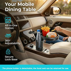 Car Cup Holder Tray, 4-in-1 Vehicle Drink Holder Expander Adapter with Phone Holder & Food Tray Table, Auto Center Console Cupholder Eating Table Organizer, Universal Fit (Carbon Fiber) - Image 4