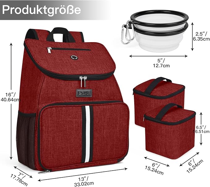 BAGLHER丨Dog Travel Bag, Airline Approved Pet Supplies Backpack, Dog Travel Backpack with 2 Silicone Collapsible Bowls and 2 Food Baskets - Image 3