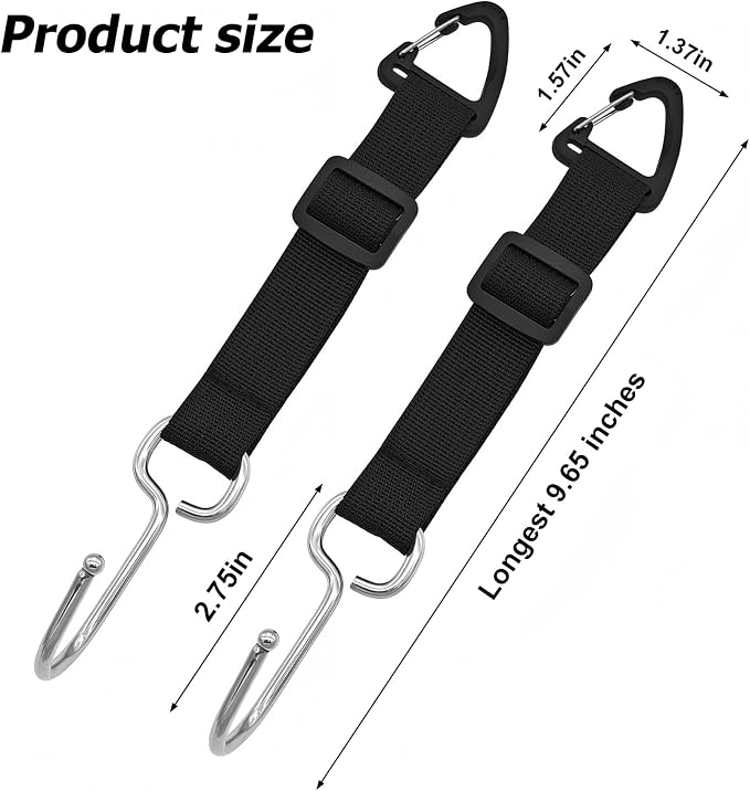 2 Pack Car Headrest Hooks, Heavy Duty Metal Purse Holders, Black | Adjustable Seat-back Organizers for Handbags, Grocery Bags and Accessories, Universal Fit for Front and Rear Seats - Image 2