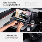 YONZEE 2-in-1 Car Steering Wheel Desk Tray & Car Seat Gap Filler Organizer – Foldable Carbon Fiber Look Table for Laptop, Eating, Writing – for Standard Round Steering Wheels - Image 6