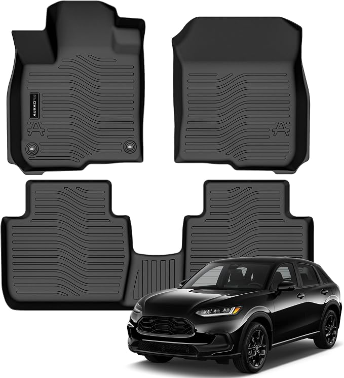 AUXKO All Weather Floor Mats for Honda HR-V 2023-2026 Include Hybrid | High Wall,All-Weather,All Season,Odorless,Anti Slip,Rain&Salt Resistant,TPE Material,Black,Accessories,Pet Friendly by AUXKO
