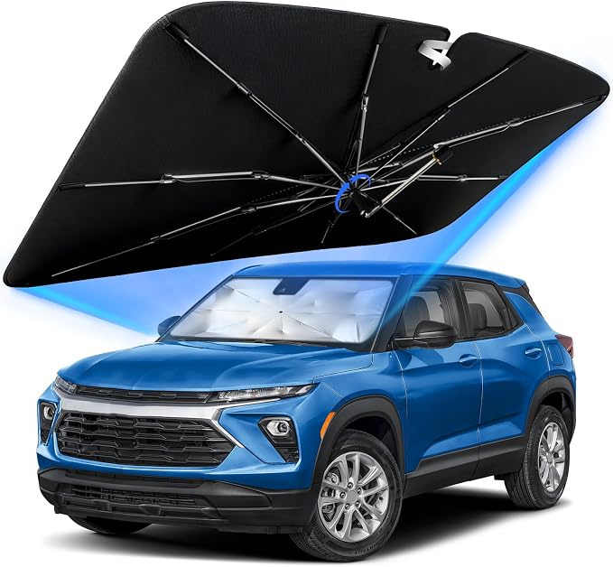 Windshield Sunshade for Chevy Trailblazer 2021-2026 with 360°Rotating Shaft | Custom Fit Umbrella Sunshade for UV Blocking, Interior Heat Protection, Easy Storage, UPF 50+ Cool Windshield Cover by Lonyaqui