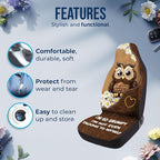 GENANY Cute Owl Car Seat Covers, 2-Piece Front Seat Set | 2-piece polyester front seat cover set, each 35 x 21 x 21 inches, with adjustable straps and hooks - Image 6