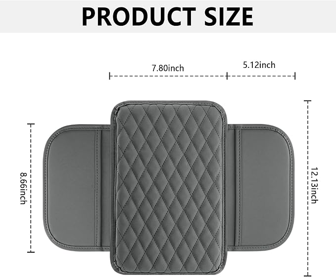 Stacool Upgraded Car Center Console Cover,Microfiber Leather Car Armrest Cover Cushion with 2 Storage Bags,Universal Car Armrest Storage Box (Gray) - Image 2