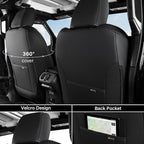 Coverado Seat Covers 4 Door for Jeep Wrangler, 2PCS Leather Car Seat Cover for Jeep Wrangler Vehicle Accessories Custom Fit for 2018-2026 Jeep Wrangler Seat Covers 2-Door/4-Door (Black) - Image 2