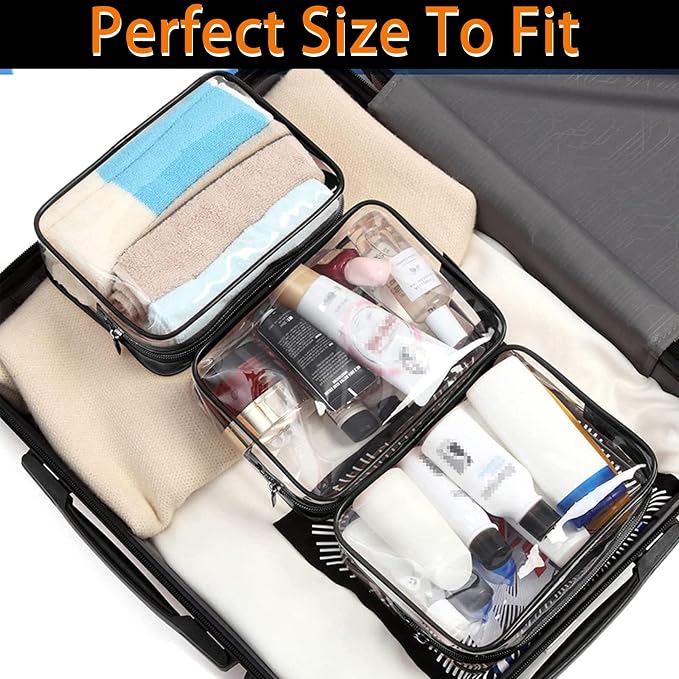 12 Pieces Clear Makeup Bags, TSA Approved Toiletry Bag for Travel, Transparent Cosmetic Pouch with Zipper, Waterproof Vinyl Plastic Organizer Case for Vacation Bathroom (Medium) - Image 6