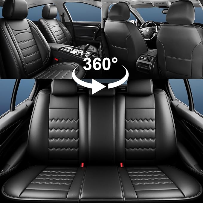 Stinger Car Seat Covers Custom Fit for Kia Stinger 2018-2023, Premium Full Coverage Leather Automotive Seat Protectors, All Seasons Waterproof Breathable, Airbag Compatible, 2 Front Seats Black - Image 8