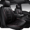 CAR PASS Luxury Nappa Leather Car Seat Covers Front Seats, Waterproof Seat Cover for Cars 2 Seats, Black Car Seat Protector, Automotive Seat Cover Universal Fit for Most Sedans SUV Trucks Black by CARPASS
