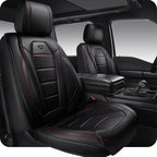 CAR PASS Luxury Nappa Leather Car Seat Covers Front Seats, Waterproof Seat Cover for Cars 2 Seats, Black Car Seat Protector, Automotive Seat Cover Universal Fit for Most Sedans SUV Trucks Black by CARPASS