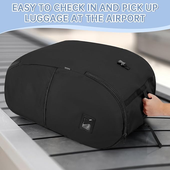 Padded Car Seat Travel Bag Compatible with Doona Car Seat Stroller | Car Seat Travel Bag with Lockable Zipper, Foldable Gate Check Bag for Airplane, Travel for Baby Essentials(Midnight Black) - Image 7