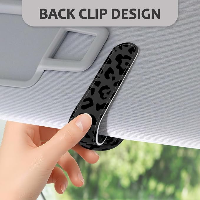 2 Pack Sunglass Holder for Car Visor, Universal Magnetic Car Sunglass Holder for Different Size Eyeglasses, Car Visor Accessories (Leopard-Black) - Image 4