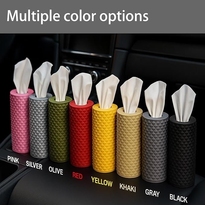 Car Cup Holder Tissue Box Holder – Auto Interior Accessories for Men & Women，Car Accessories Organizer with Premium Tissues with 1 Pack Tissues, Universal Fit for Most Vehicles (Silver) - Image 2