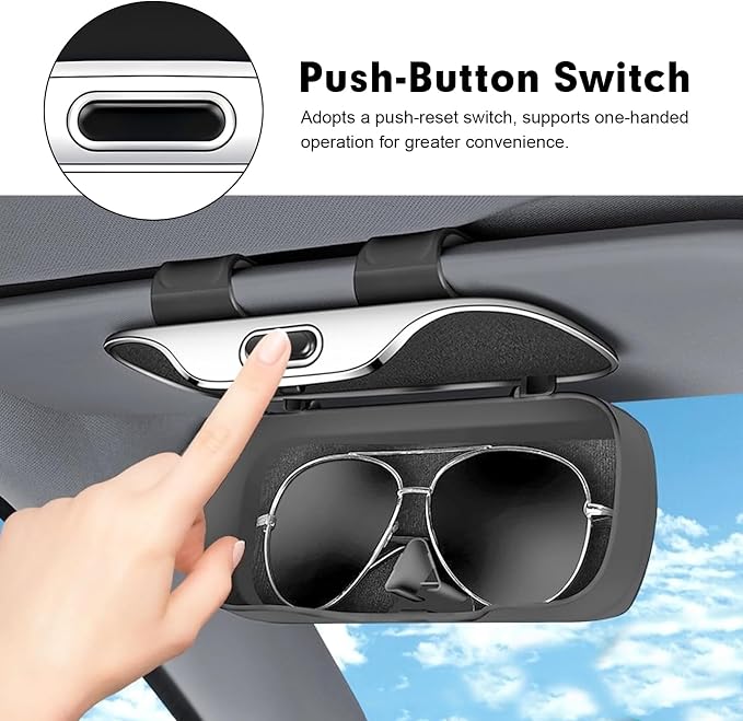 Car Visor Sunglass Holder, Multifunctional Sunglass Holder for Car with Clips, Universal Sun Visor Storage Accessories, for Most Car, SUVs, Trucks (Gray) - Image 5