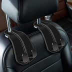 Blusabaca 2PCS Car Seat Headrest Hooks, Purses Bags Holder, Black | PU Leather, Double Metal Back Storage Hangers for Grocery Bags Handbags Bottles Coats Phones, Car Accessories Organization by Blusabaca
