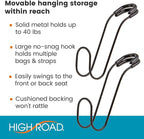 High Road Metal Car Hooks for Large Purse Straps and Heavy Bags | Set of 4 Car Headrest Hooks Fit All Sized Metal Posts - Secure Cushioned Attachment Won't Slip Off or Rattle - Image 2