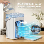 Portable Air Conditioners, Personal Evaporative Air Cooler, 3-Speed Small AC Fan, 8H Auto-off, Mini Air Conditioner, Cooling Fan for Car, Desktop, Camping, Bedroom, Office (Blue) - Image 5