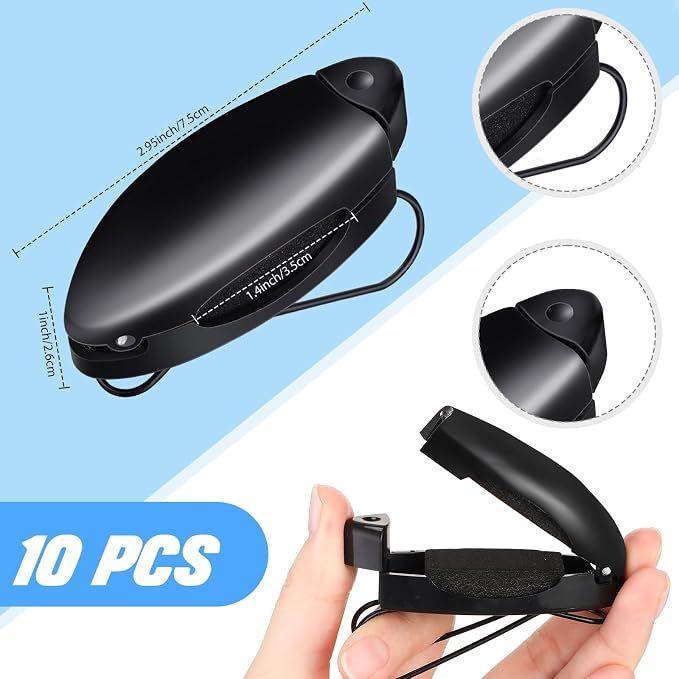 Frienda 10 Pieces Auto Car Vehicle Sun Visor Clip Holder for Sunglasses Glasses Holder Hanger Eyeglasses Mount Ticket Card Clip Car Accessories(Black) - Image 2