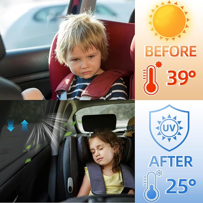 Car Window Shade for Baby, 2 Pack UV Protection Breathable Mesh Window Sun Shade,Car Window Screens for Most Pickup, Truck, Minivan, Large SUV(31.5"x47.2") - Image 3