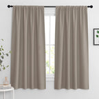 RYB HOME Blackout Curtains for Bedroom Living Room Nursery 63 inches Long | Thermal Insulated Room Darkening Privacy Protection Rod Pocket Drapes for Office Home Theater, W34 x L63, Sand, 2 Panels by RYBHOME