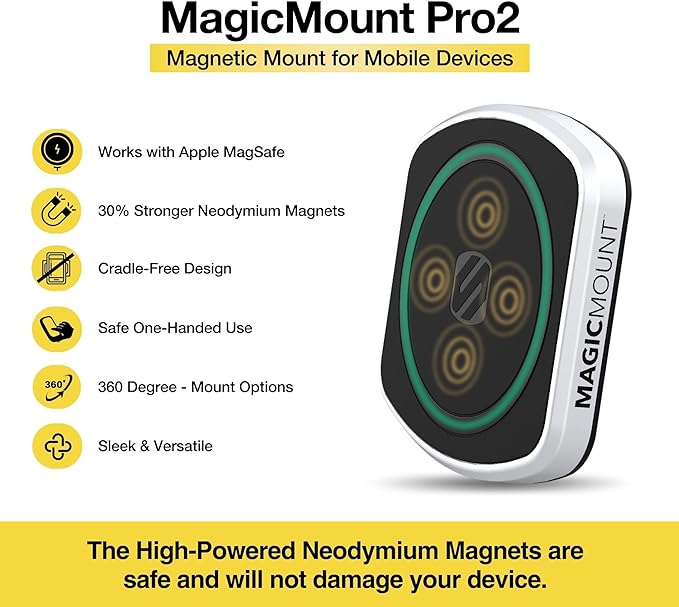 Scosche MP2WD-XTSP MagicMount Pro2 Magnetic Car Phone Holder - Ultimate Magnetic Car Mount for Windshield or Dashboard with Suction Cup - Compatible with MagSafe, iPhones, Galaxy, Pixel & Smartphones - Image 2