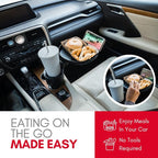 Macally Car Cup Holder Tray and Cup Holder Expander with Phone Slot - Enjoy Your Meal - 9" Car Food Tray Table and Drink Holder for Yeti, Hydroflask, etc. - Image 2