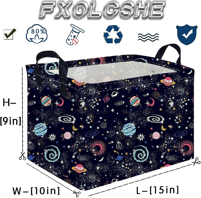 Rectangular Star baskets,Storage Basket,Waterproof foldable laundry basket for Kids,Cute Toys Storage Bin Organizer,Book bins,Starry Sky Galaxy Room Decor(Stars) - Image 8