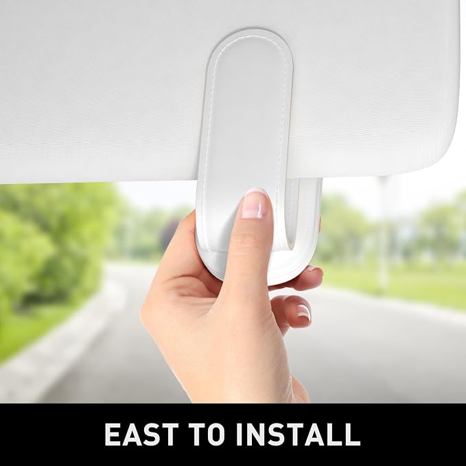 Sunglasses Holder for Car Visor, Magnetic Leather Car Sunglass Holder, Car Sun Visor Glasses Hanger Clip, Car Interior Accessories for Women Men, Fits All Size Eyeglasses - Image 4