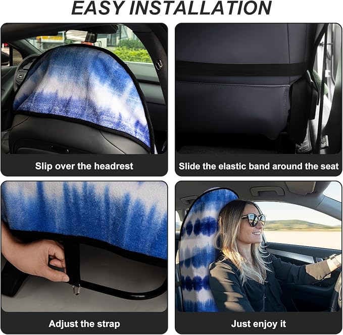 Waterproof Sweating Car Seat Cover for Post Gym Workout, Running, Swimming, Beach and Hiking, Universal Fit Non-Slip Bucket Seat Protector for Cars SUV Trucks, Machine Washable (Blue & White) - Image 2
