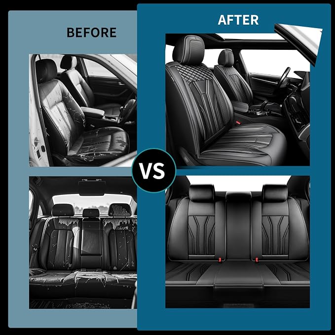 Fit Pathfinder Car Seat Covers Premium Leather for Nissan Pathfinder 2011-2025 2026. Waterproof， Breathable, Scratch-Resistant & All-Weather Seat Cushion Protector（2 Front Seats,All Black - Image 5
