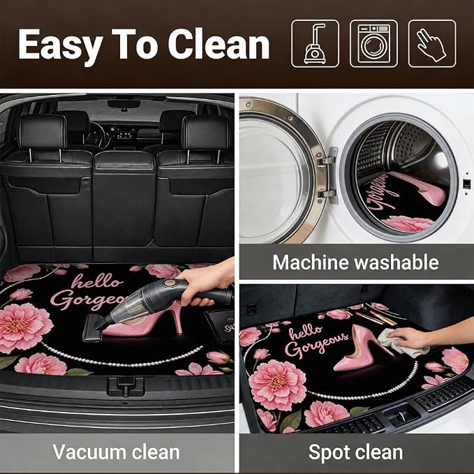 Car Trunk Mat for SUV, 29"x39" Hello Gorgeous Pink Cargo Liner Protector | All Weather Universal Cargo Liners for Dogs, Car Accessory for SUVs/Sedan/Wagons, Durable Non-Slip Washable Rear Cargo Mat - Image 6