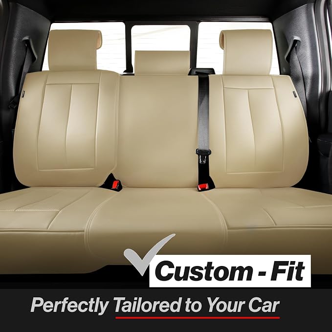 Coverland Custom SUV Car Seat Covers for 2016-2026 Subaru Crosstrek | Premium Waterproof Faux Leather Non-Slip Memory Foam Airbag Compatible Custom Fit Interior Protector [Rear Seat-Beige] - Image 2