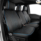 EKR F150 Seat Covers Custom Fit for (SuperCab) Ford F-150 STX 2024-2026 & F150 XL/XLT 2021-2026 & Lariat 2021-2022 Full Set,(2 Door,Rear W/NO Armrest) -Faux Leather(Black with Blue Trim) by EKR