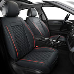 Car Seat Covers Full Set,Universal Fit for Most Cars,SUV,Sedans and Pick-up Trucks,Automotive Vehicle Faux Leather Cushion Covers for 5 Passenger Cars(Full Set,Black/Red) by Vankerful