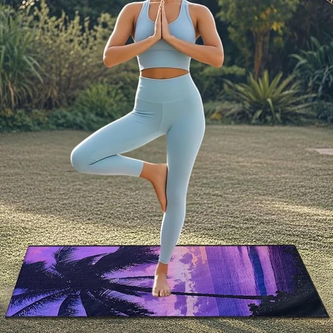 Beach Palm Tree Towel Seat Covers for Cars Front Seat Towel Cover | Tropical Palm Tree Sweat Seat Cover Protector with Storage Bag Car Interior Accessories for Swimming Yoga Beach Towel - Image 4