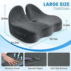 CushZone Ergonomic Seat Cushion, Sciatica Support for Office Chair, Grey | Large Size for Sciatica & Hip & Tailbone Pain Relief, Memory Foam Office Chair Cushion for Car, Long Trip, Desk Chair, Lab - Image 7